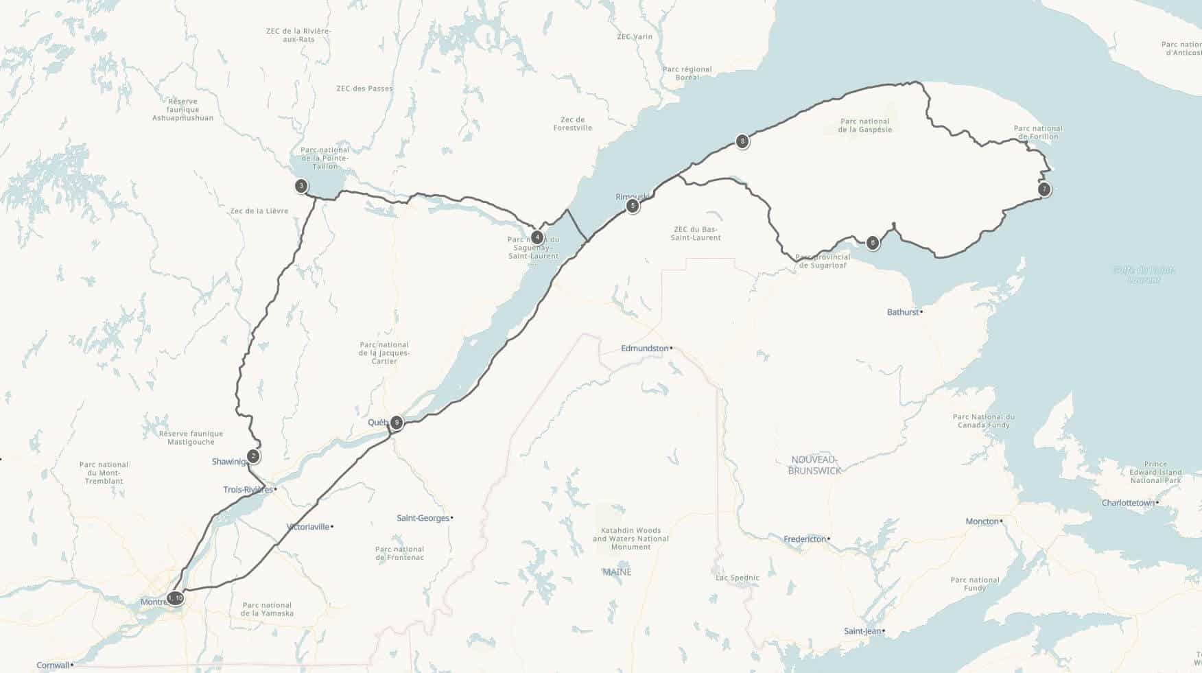 Itinéraire Québec+ gaspesie Evao voyages